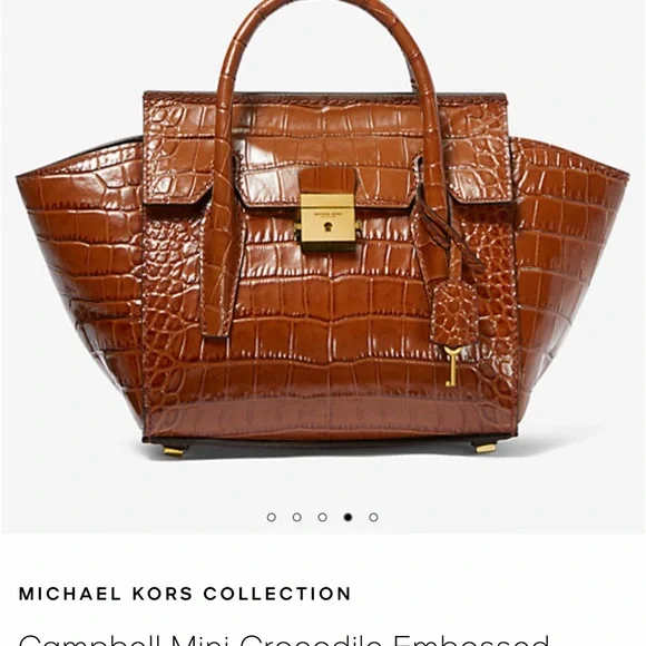Micheal Kors Campbell Mini Crocodile Embossed Leather Satchel - Picture 3 of 17